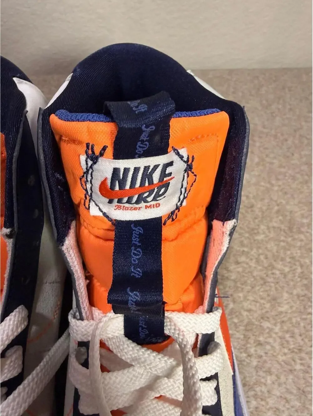 Nike Blazer Mid ’77 Jumbo GS FQ7433-100 Kids Size 6Y White Orange Navy - Picture 3 of 7